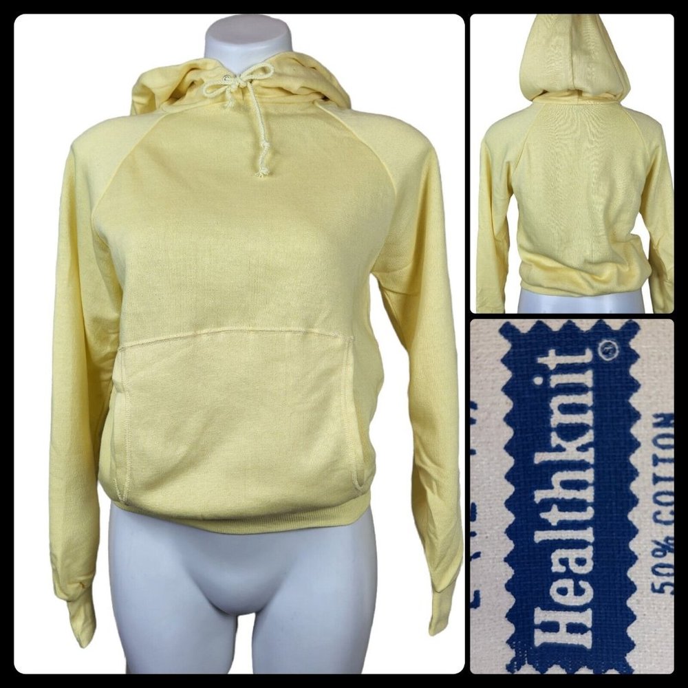 Vtg 1970's DEADSTOCK Healthknit Pullover Hoodie Sweatshirt Kangaroo Pocket Large